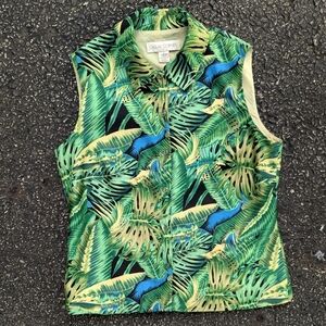 90s Casual Corner Botanical Tropical Button Up Tank
